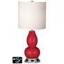White Drum Gourd Lamp - 2 Outlets and USB in Sangria Metallic