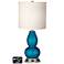 White Drum Gourd Lamp - 2 Outlets and USB in Turquoise Metallic