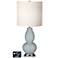 White Drum Gourd Lamp - 2 Outlets and USB in Uncertain Gray