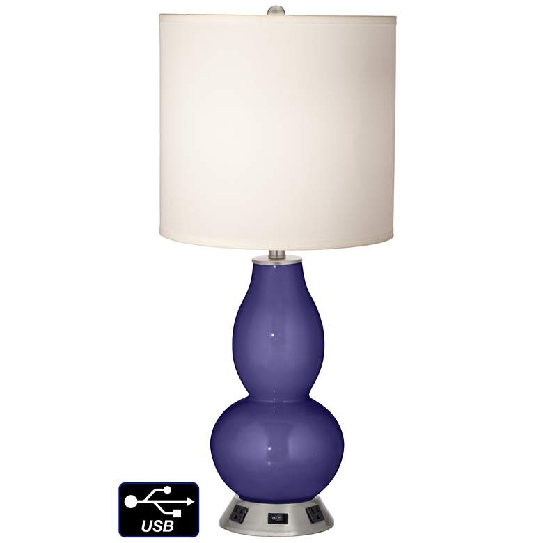 Image 1 White Drum Gourd Lamp - 2 Outlets and USB in Valiant Violet