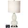 White Drum Gourd Lamp - 2 Outlets and USB in Vanilla Metallic