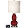 White Drum Gourd Lamp - Outlets and USB in Cabernet Red Metallic