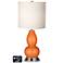 White Drum Gourd Lamp Outlets and USBs in Burnt Orange Metallic