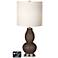 White Drum Gourd Table Lamp - 2 Outlets and 2 USBs in Carafe