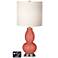 White Drum Gourd Table Lamp - 2 Outlets and 2 USBs in Coral Reef