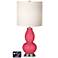 White Drum Gourd Table Lamp - 2 Outlets and 2 USBs in Eros Pink