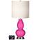White Drum Gourd Table Lamp - 2 Outlets and 2 USBs in Fuchsia