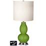 White Drum Gourd Table Lamp - 2 Outlets and 2 USBs in Gecko