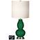 White Drum Gourd Table Lamp - 2 Outlets and 2 USBs in Greens
