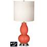 White Drum Gourd Table Lamp - 2 Outlets and 2 USBs in Koi