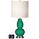 White Drum Gourd Table Lamp - 2 Outlets and 2 USBs in Leaf