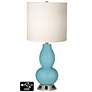 White Drum Gourd Table Lamp - 2 Outlets and 2 USBs in Nautilus
