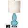 White Drum Gourd Table Lamp - 2 Outlets and 2 USBs in Nautilus