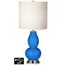 White Drum Gourd Table Lamp - 2 Outlets and 2 USBs in Royal Blue