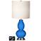 White Drum Gourd Table Lamp - 2 Outlets and 2 USBs in Royal Blue