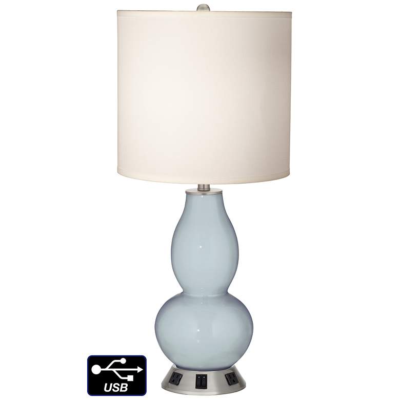 Image 1 White Drum Gourd Table Lamp - 2 Outlets and 2 USBs in Take Five