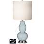 White Drum Gourd Table Lamp - 2 Outlets and 2 USBs in Take Five