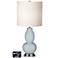 White Drum Gourd Table Lamp - 2 Outlets and 2 USBs in Take Five