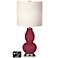 White Drum Gourd Table Lamp - 2 Outlets and USB in Antique Red