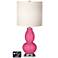White Drum Gourd Table Lamp - 2 Outlets and USB in Blossom Pink