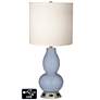 White Drum Gourd Table Lamp - 2 Outlets and USB in Blue Sky