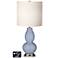 White Drum Gourd Table Lamp - 2 Outlets and USB in Blue Sky