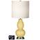 White Drum Gourd Table Lamp - 2 Outlets and USB in Butter Up