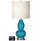 White Drum Gourd Table Lamp - 2 Outlets and USB in Caribbean Sea