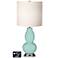 White Drum Gourd Table Lamp - 2 Outlets and USB in Cay