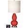 White Drum Gourd Table Lamp - 2 Outlets and USB in Cherry Tomato