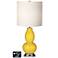 White Drum Gourd Table Lamp - 2 Outlets and USB in Citrus