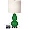 White Drum Gourd Table Lamp - 2 Outlets and USB in Envy