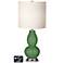 White Drum Gourd Table Lamp - 2 Outlets and USB in Garden Grove