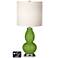 White Drum Gourd Table Lamp - 2 Outlets and USB in Gecko