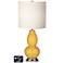 White Drum Gourd Table Lamp - 2 Outlets and USB in Goldenrod