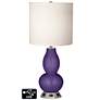 White Drum Gourd Table Lamp - 2 Outlets and USB in Izmir Purple