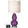 White Drum Gourd Table Lamp - 2 Outlets and USB in Kimono Violet