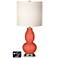 White Drum Gourd Table Lamp - 2 Outlets and USB in Koi