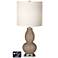 White Drum Gourd Table Lamp - 2 Outlets and USB in Mocha
