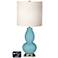 White Drum Gourd Table Lamp - 2 Outlets and USB in Nautilus