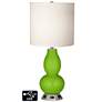 White Drum Gourd Table Lamp - 2 Outlets and USB in Neon Green
