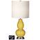 White Drum Gourd Table Lamp - 2 Outlets and USB in Nugget