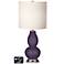 White Drum Gourd Table Lamp - 2 Outlets and USB in Quixotic Plum