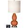 White Drum Gourd Table Lamp - 2 Outlets and USB in Robust Orange