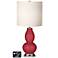 White Drum Gourd Table Lamp - 2 Outlets and USB in Samba