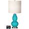 White Drum Gourd Table Lamp - 2 Outlets and USB in Surfer Blue