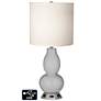 White Drum Gourd Table Lamp - 2 Outlets and USB in Swanky Gray