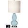 White Drum Gourd Table Lamp - 2 Outlets and USB in Vast Sky