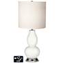 White Drum Gourd Table Lamp - 2 Outlets and USB in Winter White