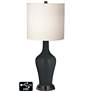 White Drum Jug Lamp - 2 Outlets and 2 USBs in Black of Night